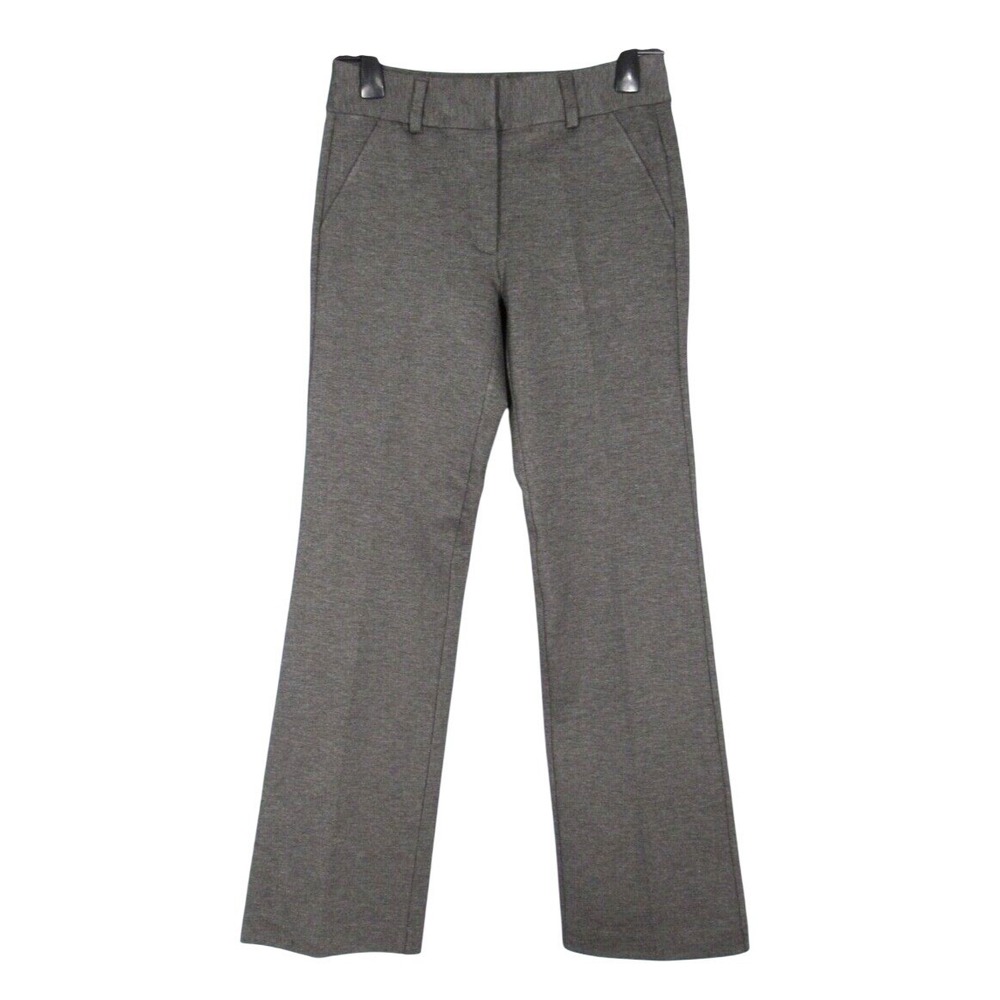 LANDS' END Gray Ponte Knit MID-RISE Bootcut SLIM STRETCH Trousers Dress Pants 6